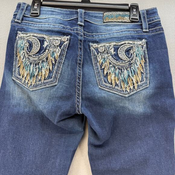 Miss Me Jeans Women's 29x34 (8) Blue Chole Boot Dream Catcher